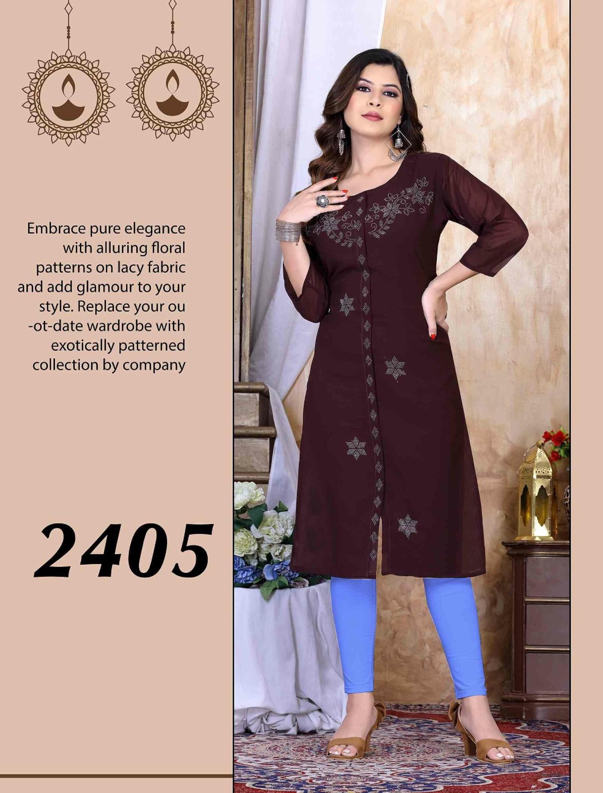 Beauty Queen Retro Ethnic Wear Georgette Wholesale Kurti Collection